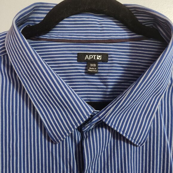 Apt 9 Mens Blue striped long sleeve shirt 3XB All Cotton - Picture 3 of 9